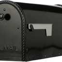 Architectural Mailboxes Edwards Weather-Resistant Steel Metal Post Mounted Mail Box for Outside, Black, Large Curbside Mailbox, USPS Approved for Residential Delivery