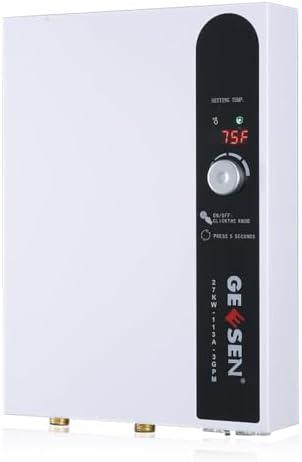 GEESEN Tankless Water Heater Electric 27kW-115A 240V, Instant On Demand Endless Hot Water Heater with Digital Temperature Display Point of Use for Residential Whole House Shower, ETL Certified