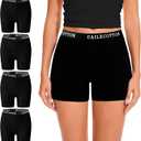 CAILECOTTON Womens Underwear Cotton Boxer Briefs for Women High Waisted Boy Short Panties Strech Breathable - 4 pack Medium