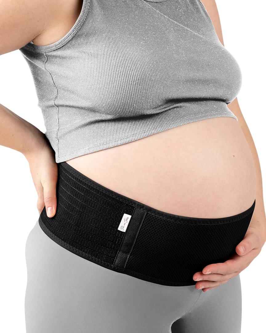 Jill & Joey Maternity Belt - Belly Band for Pregnant Women - Back Brace & Belly Support - Pregnancy Must-Have - Back Pain Relief (Black, Medium)