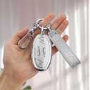 for Hyundai 5 Buttons Key fob Cover, Soft TPU Keys Protector Bling Key Fob Keychain for 2024 2023 Hyundai Ioniq 6 Grandeur GN7, KONA, Elanrtra, Santa Fe, Sonata, Tucson 2025, Silver Clear
