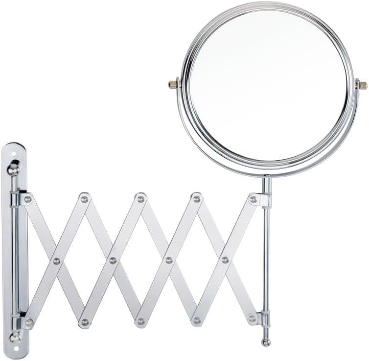 Welllink 8Inch Max Wall Mounted Bathroom Mirror, 10X Magnification with 1X Side, High-Definition Glass, No Distortion, Chrome Finish