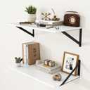 Heimlove White Deep Floating Shelves for Wall, 24W x 12D Wood Wall Shelves Set of 2, Wide Floating Bookshelf for Living Room, Kitchen, Office, Bedroom and Decor Storage, with Black Bracket - White