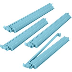 4 Pcs 18.7 Inch Misty Blue Acrylic Mahjong Tile Racks with Pushers for Game Night American Mahjong Racks Tile Set for Mah Jong Lovers and Beginners