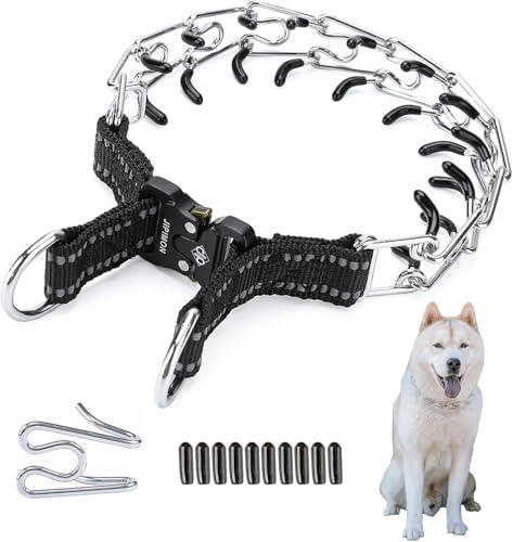JIPIMON Prong Collar for Dogs Adjustable No Pull Dog Choke Pinch Training Collar with Comfortable Rubber Tip for Small Medium Large Dogs (Small, Black)