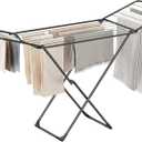 Clothes Drying Rack, Oversized Drying Rack Clothing with Height-Adjustable, Foldable Gullwings Metal Laundry Rack, Indoor Outdoor Use, No Assembly, Black