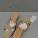 Greatonu Women's Kitten Heels Square Open Toe Kitten Heel Sandals Cross Strap Slip on 2.5 Inch Heeled Sandals Nude Size 10