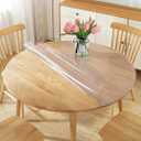 60 Inch Diameter Clear Round Plastic Table Cover Vinyl Tablecloth Clear PVC Placemats Circle Desk Pad Dining Coffee Table Wood Furniture Protector Wipeable Water Resistant Table Runner Protector