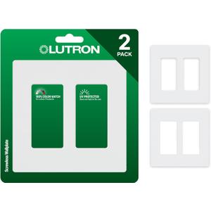 Lutron CW-2-WH-2 White Claro 2 Gang Decorator Wallplate (2 Pack) | CW-2-WH Count