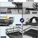 Large Dish Drying Rack, Expandable Dish Rack for Kitchen Counter, Dish Drainer with Drainboard Set, Multifunctional Dishrack with Utensil & Cup Holder, 13.4"-28.7" L x 11.8" W x 9.3" H, Black