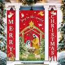 Tiamon 3 Pcs Christmas Nativity Door Decorations Jesus Christmas Door Cover Joy to the World Banner for Xmas Winter Religious Holy Night Church Home Front Decor