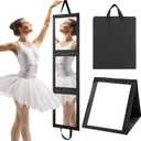 ROYALAY Foldable Full Length Mirror with Handle - 47 * 14in Portable Travel & Backstage Mirror (Black)