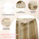 Layered Halo Hair Extensions with Invisible Wire Light Blonde Mixed Bleach Blonde Hair Extensions with and 6 Secure Clips 20 Long Wavy Layered Synthetic Hair Extensions for Women (9H/24A#)
