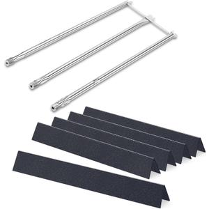 QuliMetal 24.5" Flavorizer Bars & SUS304 34.5" Grill Burners for Weber Genesis 300 Series – Fits E310, E320, S310, S320 (Side Control Panels), Replaces Weber 7540, 67722, 67820