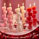 MTLEE 6 Pcs Mother's Day Taper Candles Heart Candle Sticks 6.5 Inch Tall Pink Red White Candlestick Pillar Soy Candles Mother's Day Birthday Gifts for Fireplace Home Table Decor Party Dinner Wedding