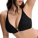 Front Closure Push Up Bra for Women, Seamless Plunge Bra, Wireless Underwire-Free Bralette (M)