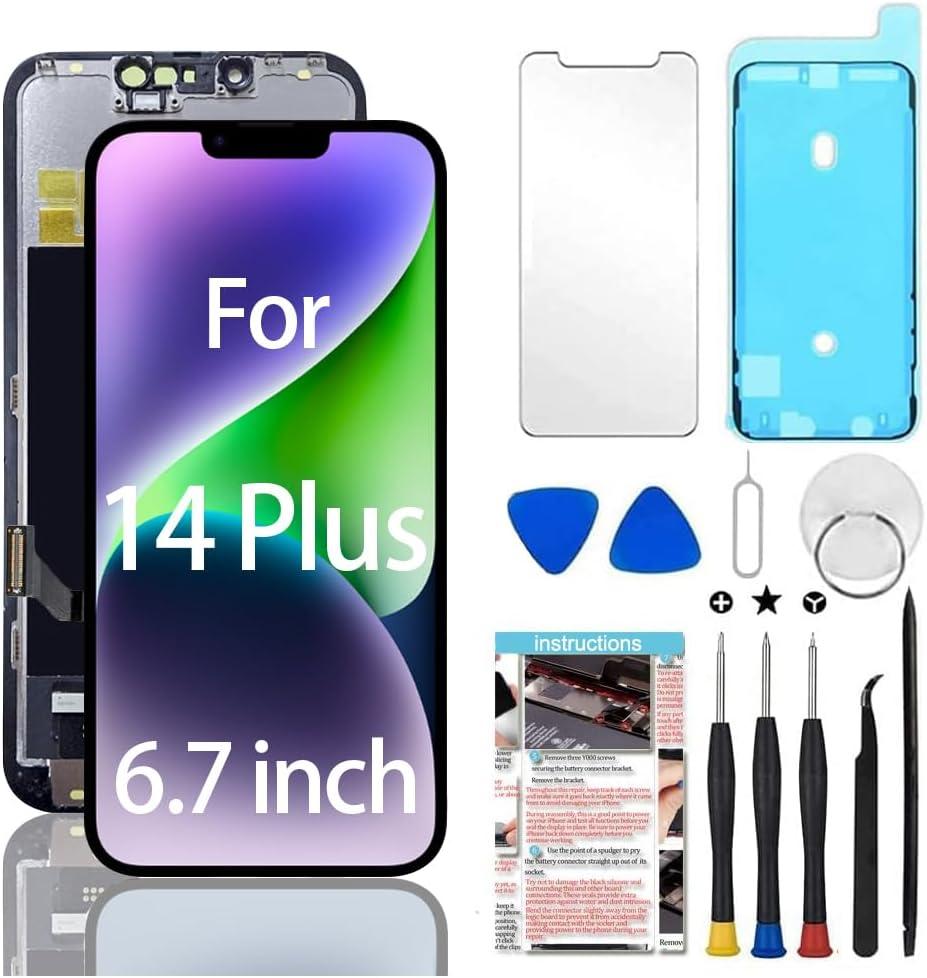 for iPhone 14 Plus Screen Replacement 6.7 inch, 3D Touch LCD Display Digitizer Assembly with Repair Tools (Model A2886, A2632, A2885, A2888, A2887)