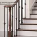 Wrought Iron Hollow Balusters - Deck Spindles Stair Railing Indoor,Stair Double Knuckle Hollow Iron Baluster Stair spindles, for Staircase Interior, Includes 2 Drill Bits for Wood(12 Pack Black)