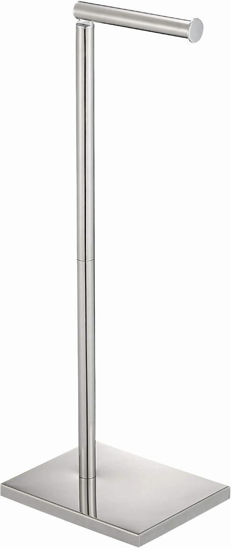 Toilet Paper Holder Stand, Naturous Free Standing Toilet Paper Holder with Reserve for Bathroom, Weighted Base Toilet Paper Stand, Chrome