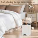 Rejomiik Small Bathroom Trash Can with Lid 2.1 Gallon Soft Close Step Slim Garbage Can Waste Bin for Office, Bedroom, Kitchen, Cream