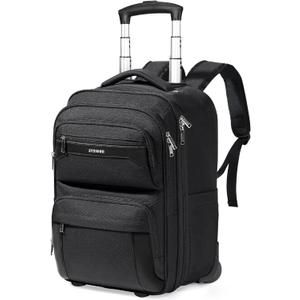Rolling Backpack, 17.7inch Rolling Backpack With Wheels for Adults, Roller Carry On Luggage Wheeled Backpack, Rolling Laptop Backpack for Men Women to Travel Business, Black