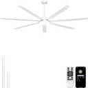 Ohniyou 84'' Large Ceiling Fan with Lights, High CFM Industrial Ceiling Fan Remote/APP Control, 7 Aluminum Blades, 3CCT, for Warehouse, Shop, Gym, White
