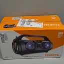 Bluetooth Speaker, 30W Portable Bluetooth Boombox with Subwoofer, FM Radio, RGB Colorful Lights, EQ, Stereo Sound, Booming Bass, 10H Playtime Wireless Party Speaker for Home, Outdoor, Travel, Camping (Black Gold)