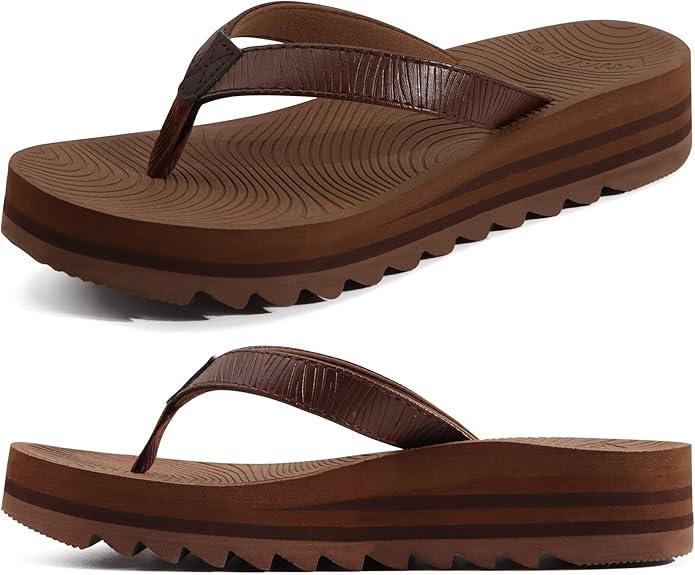 KuaiLu Women’s Flip Flops Ladies Yoga Mat Platform Thong Sandals Dressy Womans Lightweight Summer Slip On Beach Flip Flop Sandles, Soft Cushion Footbed, Arch Support, Size 7