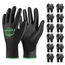 OKIAAS Men's Ultra-Thin and Lightweight Working Gloves with Grip, 12 Pairs, Black, Medium
