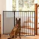 No Pawblems Free Standing Dog Gate, 36'' Tall Foldable Dog Fence for Indoor & Outdoor, Up to 52 Inch Extra Wide Puppy Gate for Stairs, Hallways, Doorways, Deck, Yard (Black, 2 Panels)