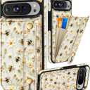 Petitian for Google Pixel 9Pro XL Case with Wallet - Women Girls Cute Girly Aesthetic Unique Design Leather Credit Card Holder Cardholder Stand Wristband for Pixel 9Pro XL, Flower