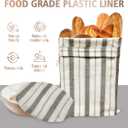 2 x Reusable Bread Bags for Homemade Bread with Proofing Bowl Cover Set, BPA-Free TPU Lining for Sourdough Loaf, Freezer Bread Storage Bag (Gray-green stripes)