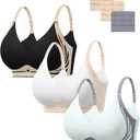 HBselect Jelly Bras for Women No Underwire Comfort Wireless Push Up Bras Seamless Tshirt Bralettes for Women (Large, A: 3pack(black/Nude/Gray Blue))