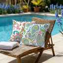 4 x NIGHTWISH Outdoor Waterproof Pillow Covers 20x20 Set of 4 Spring Summer Floral Boho Decorative Outdoor Throw Pillows Paisley Cushion Cases for Patio Furniture Bench Couch Sunbrella