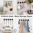 Adhesive Hooks Heavy Duty, Hold 20 Lbs, Extra Large Long Self Stick on Hanger, Wide Sticky Round Decorate Hooks, for Hanging,Clock,Clothing,Headphone,Robe,4Packs(Black)