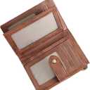 FALAN MULE Small Wallet for Women RIFD Leather Bifold Credit Card Holder with 3 ID Window (White with brown)