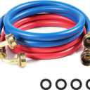 Rubber Washing Machine Hoses,6ft 90 Degree Elbow Washer Hoses,2pack 3/4" Universal Fit to Hot and Cold Connection Water Supply Lines