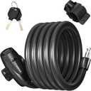 Titanker Bike Lock, Bike Lock Cable 6 Feet Coiled Secure Bicycle Locks with Keys Scooter Locks Bicycle Locker 1/ 2 Inch Thick Heavy Duty Anti Theft Bike Cable Lock with Mounting Bracket