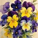 Floral Paint by Numbers Kit for Adults - DIY Purple and Yellow Pansies Painting on Canvas, Acrylic Paint Set, Suitable for Beginners, Art for Home Decoration or Gifts(8X12IN Framed)