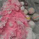 Mini Pink Christmas Tree with Lights, 2ft Artificial Small Table Top Christmas Tree with Bow, Ball Ornaments and White Tree Skirt, 24 Pcs DIY Xmas Decorations for Kids, Toddler Room