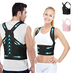 Posture Corrector for Women and Men, 4 In 1 Adjustable Full Back Brace, Posture Braces Can Relieve Upper and Lower Back Pain, Shoulder Braces for Hunchback, Scoliosis, Lumbar Spine, Spine(Medium Black)