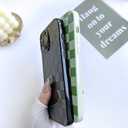 MINSCOSE for iPhone 16 Pro Max Case Aesthetic Checkered Plaid Checkerboard Design Pattern,Trendy Slim TPU Shockproof Protective Full Camera Protection Phone Cover-Green