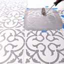 STENCILIT Scandinavian Floor Stencil - Repositionable for 16x16 In Tile stencil, Floor Stencils for Painting Floors, Concrete Stencils for Patio, Large Floor Stencils