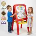 Crayola Creative Fun Double Easel for Kids – Foldable 2-Sided Art Station with Magnetic Dry-Erase Board, Chalkboard & Supply Tray – Includes 77 Magnetic Letters, Chalk & Paint Cups, 23.9 x 20.7 x 42.4 inch