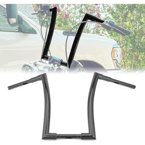 WSays 12" Rise1.5 inch Fat Bar Black Ape Bar Handlebar Steel Pipe Compatible with Harley Dyna Softail Sportster XL 883 1200 & 1994-2023 Road King Model & 1998-2013 Road Glide