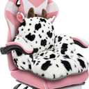 QIUODO Cute Gaming Chair Cushion, Semi-Enclosed Seat Cushion with Soft Faux Rabbit Fur, Machine Washable, Fits Computer & Office Chairs, Teens & Adults, Bedroom Decor, 18 x 18 Inch (Cow)