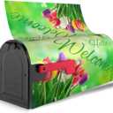 2 x Spring Colourful Tulip Flowers Waterproof Mail Cover Magnetic Mailbox Wraps Bright Flowers Post Letter Box Cover for Garden Home Decor 21x18 in