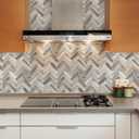 Yipscazo 10 Sheets Wood Grain Herringbone Peel and Stick Backsplash for Kitchen Walls,Heat Resistant Stick on Backsplash PVC Tiles,Waterproof Peel and Stick Tile for Bathroom&Shower