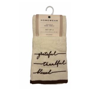 Homewear Embroidered Hand Towels - Grateful Thankful Blessed