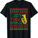 Joy Tuba World Ugly Christmas Sweater Music Lover Xmas T-Shirt, S